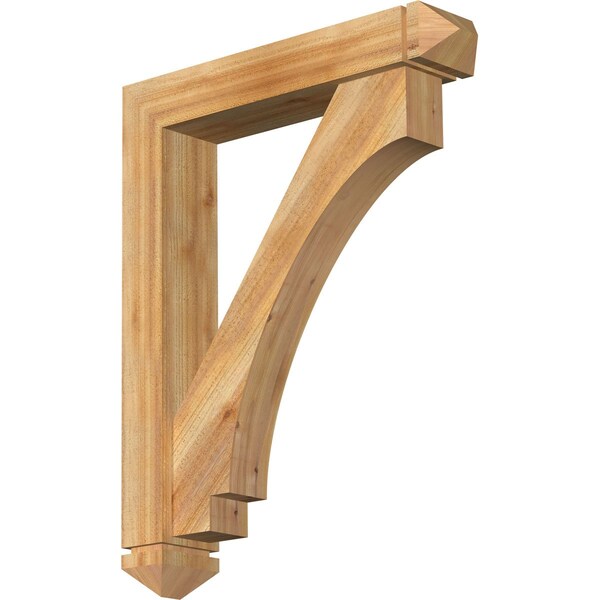 Ekena Millwork Imperial Arts and Crafts Rough Sawn Bracket w/ Offset Brace, Western Red Cedar, 6"W x 30"D x 38"H BKT0604X30X38IMP03RWR - main